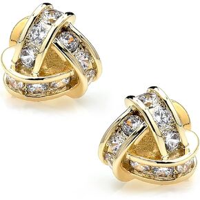 Love Knot Earrings Sterling Silver Post 8mm Gold Earrings for Women Trendy Cubic Zirconia Stud Earrings