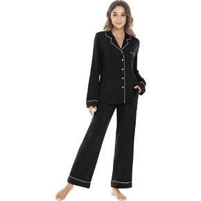 NACHILA Women’s Pajama Sets Long Sleeve Pjs Button Down Pajamas Soft Sleepwear Comfy Nightwear,Viscose Made from Bamboo