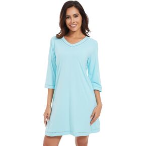 WiWi Nightgowns for Women Viscose from Bamboo Women's Nightshirts V-neck 3/4 Sleeves Night Gowns Pajamas S-XXL