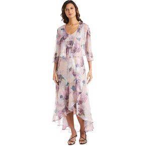 R&M Richards Womens 2PCS Hi-Low Maxi Dress