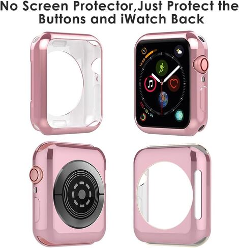 Simpeak 5 Pack Case Compatible with Apple Watch 44mm Series 6/5 /4 /SE, Slim, Transparent, Black, Rose Pink, Rose Gold, Silver in Kuwait