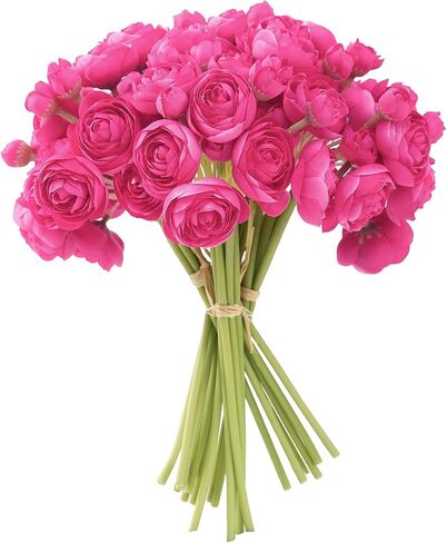 24 Pcs Mini Ranunculus Artificial Flower, Faux Silk Camellia Flowers for DIY Bouquet,Fake Wedding Filler Flowers for Bridal Shower Centerpieces Arrangements Decorations(Rose Red) in Saudi Arabia