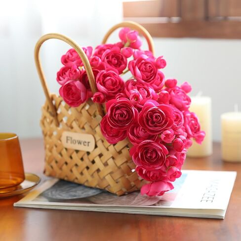 24 Pcs Mini Ranunculus Artificial Flower, Faux Silk Camellia Flowers for DIY Bouquet,Fake Wedding Filler Flowers for Bridal Shower Centerpieces Arrangements Decorations(Rose Red) in Saudi Arabia