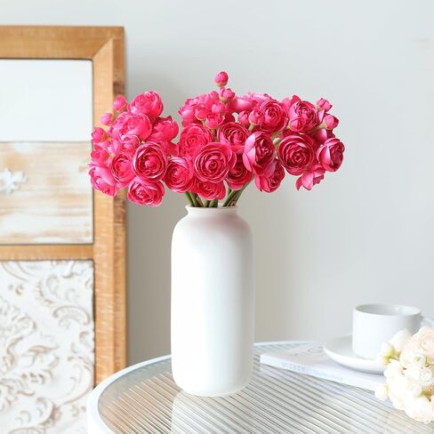 24 Pcs Mini Ranunculus Artificial Flower, Faux Silk Camellia Flowers for DIY Bouquet,Fake Wedding Filler Flowers for Bridal Shower Centerpieces Arrangements Decorations(Rose Red) in Saudi Arabia