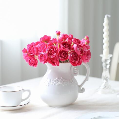 24 Pcs Mini Ranunculus Artificial Flower, Faux Silk Camellia Flowers for DIY Bouquet,Fake Wedding Filler Flowers for Bridal Shower Centerpieces Arrangements Decorations(Rose Red) in Saudi Arabia