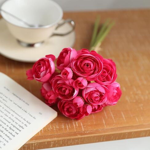 24 Pcs Mini Ranunculus Artificial Flower, Faux Silk Camellia Flowers for DIY Bouquet,Fake Wedding Filler Flowers for Bridal Shower Centerpieces Arrangements Decorations(Rose Red) in Saudi Arabia