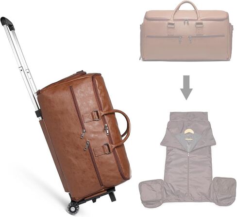 seyfocnia Rolling Garment Bags,Convertible Duffle Garment Bag with Wheels Travel Garment Bag with Shoe Compartment Carry On Bag Rolling Duffle Bag with Wheels for Men or Women-Black in Kuwait