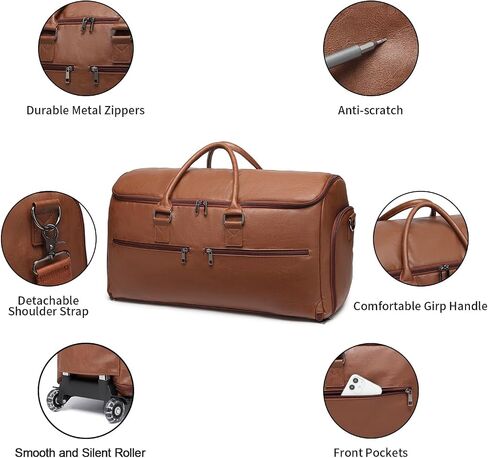 seyfocnia Rolling Garment Bags,Convertible Duffle Garment Bag with Wheels Travel Garment Bag with Shoe Compartment Carry On Bag Rolling Duffle Bag with Wheels for Men or Women-Black in Kuwait