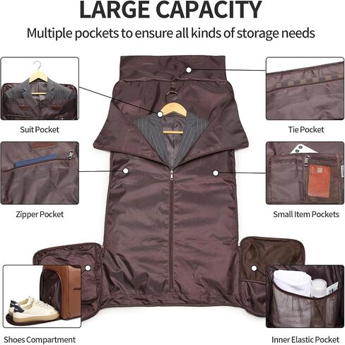 seyfocnia Rolling Garment Bags,Convertible Duffle Garment Bag with Wheels Travel Garment Bag with Shoe Compartment Carry On Bag Rolling Duffle Bag with Wheels for Men or Women-Black in Kuwait