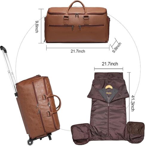 seyfocnia Rolling Garment Bags,Convertible Duffle Garment Bag with Wheels Travel Garment Bag with Shoe Compartment Carry On Bag Rolling Duffle Bag with Wheels for Men or Women-Black in Kuwait