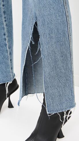 Women's Isla Front Slit Medium Washed Denim Jeans in Saudi Arabia
