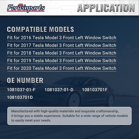 Tesla Model 3 Window Switch Driver Side Power Window Switch for Tesla Model 3 M3 2016 2017 2018 2019 2020 1081037-01-F 1081037-01-D 108103701F 108103701D with Wire in Kuwait