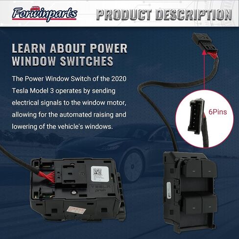 Tesla Model 3 Window Switch Driver Side Power Window Switch for Tesla Model 3 M3 2016 2017 2018 2019 2020 1081037-01-F 1081037-01-D 108103701F 108103701D with Wire in Kuwait