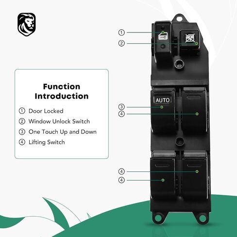 YHTAUTO Master Power Window Switch جانب السائق لاستبدال 1997 1998 Toyota Camry، 2000 2001 Camry LE/CE (اليابان)، 1998 4Runner، 2000-2004 Echo، 14 دبابيس، مفتاح التحكم في النافذة in Saudi Arabia