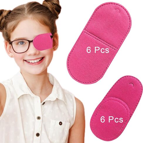 12PCS Eye Patches for Adults Kids, Medical Eye Patch for Glasses, Treat Lazy Eye Amblyopia Strabismus Patch for Left or Right Eyes, 2 Size Pink in Kuwait