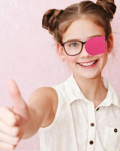 12PCS Eye Patches for Adults Kids, Medical Eye Patch for Glasses, Treat Lazy Eye Amblyopia Strabismus Patch for Left or Right Eyes, 2 Size Pink in Kuwait