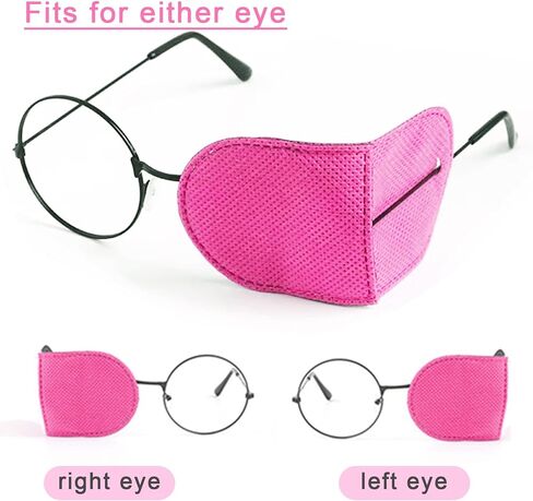 12PCS Eye Patches for Adults Kids, Medical Eye Patch for Glasses, Treat Lazy Eye Amblyopia Strabismus Patch for Left or Right Eyes, 2 Size Pink in Kuwait