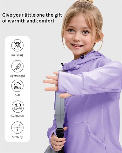 Rolanko Girls Hoodies Fleece Sweatshirts Long Sleeve Cozy lightweight Pullover Tops with Pocket Kids Warm Velvet Outwear in Saudi Arabia