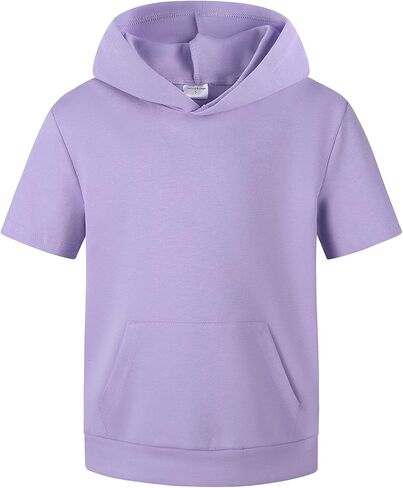Spring&Gege Boys Lightweight Pullover Hoodies Short Sleeve Hooded Sweatshirt (5-14 Years) in Kuwait