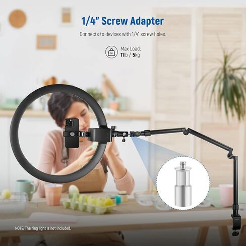 NEEWER Flexible Overhead Camera Mount Desk Stand with Phone Holder, 35.4" Aluminum Alloy Articulating Webcam Stand Arm with C Clamp, Tabletop Mount for Ring Light Camera Smartphone Projector, ST3A in Saudi Arabia
