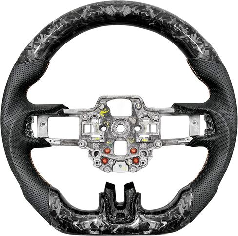 Compatible with 2018-2022 Ford Mustang Carbon Fiber Racing Steering Wheel,Nappa Perforated Leather Fit for V2 V4 V6 EcoBoost GT Shelby GT350/GT350R by Xilady(Black) in Saudi Arabia