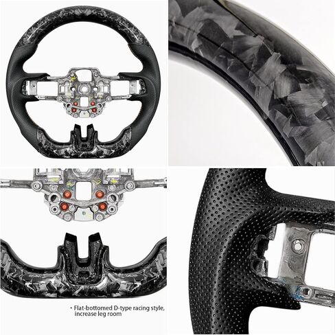 Compatible with 2018-2022 Ford Mustang Carbon Fiber Racing Steering Wheel,Nappa Perforated Leather Fit for V2 V4 V6 EcoBoost GT Shelby GT350/GT350R by Xilady(Black) in Saudi Arabia