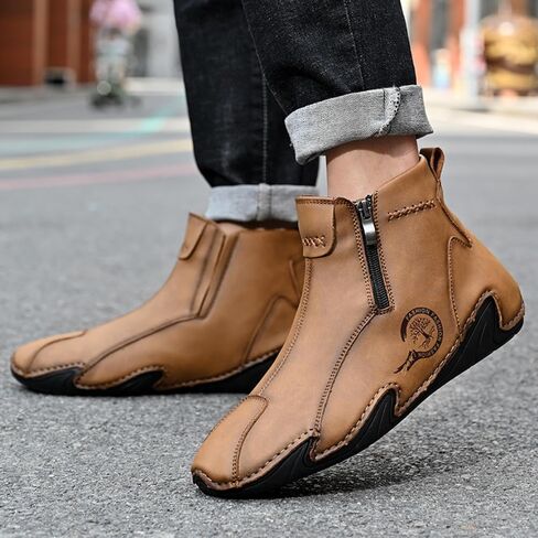 أحذية Chukka Boots الرجالية للقيادة للرجال بسحاب جانبي سهلة الارتداء، أحذية رياضية مريحة مصنوعة يدويًا من تشيلسي للرجال in Saudi Arabia