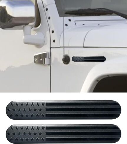 ESEWALAS 2Pcs USA American Metal Flag Auto Fender Emblem,Sport Truck Car Badge Car Decals,3D US American Flag Decal Emblem Sticker,Metal Adhesive Auto Fender Bumper Badge Stickers(Black) in Saudi Arabia