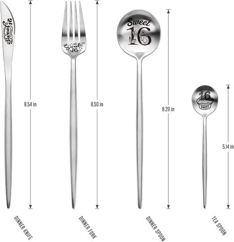 Happy sweet 16th Birthday Spoon&Fork Gifts Engraved Cutlery Set Personalized Birthday Gifts for Son Daughter Sister Brother Friends in Saudi Arabia