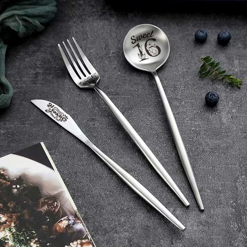 Happy sweet 16th Birthday Spoon&Fork Gifts Engraved Cutlery Set Personalized Birthday Gifts for Son Daughter Sister Brother Friends in Saudi Arabia