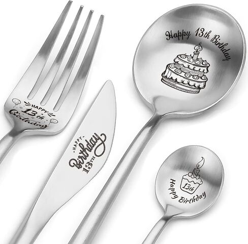 Happy sweet 16th Birthday Spoon&Fork Gifts Engraved Cutlery Set Personalized Birthday Gifts for Son Daughter Sister Brother Friends in Saudi Arabia