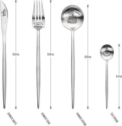 Happy sweet 16th Birthday Spoon&Fork Gifts Engraved Cutlery Set Personalized Birthday Gifts for Son Daughter Sister Brother Friends in Saudi Arabia