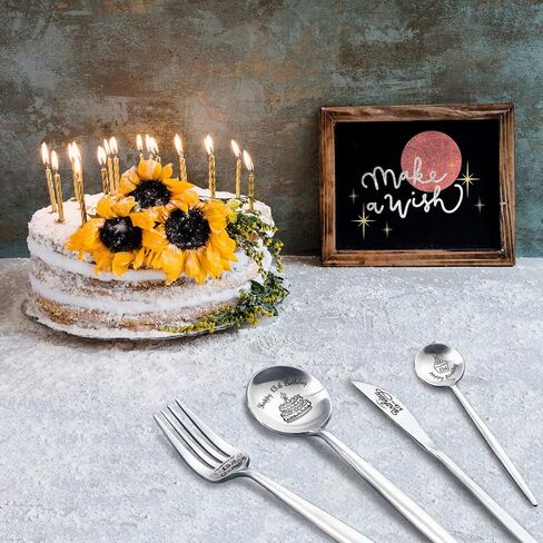 Happy sweet 16th Birthday Spoon&Fork Gifts Engraved Cutlery Set Personalized Birthday Gifts for Son Daughter Sister Brother Friends in Saudi Arabia
