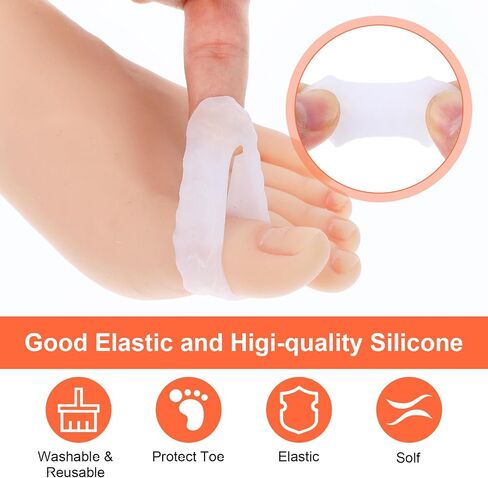 20 Pcs Pinky Toe Protector Toe Covers with Thread Gel Silicone Foot Toe Protector Sleeves Blisters Caps for Protect Rubbing Sports Waterproof Women Men 1 × 0.6 Inches(White) in Saudi Arabia