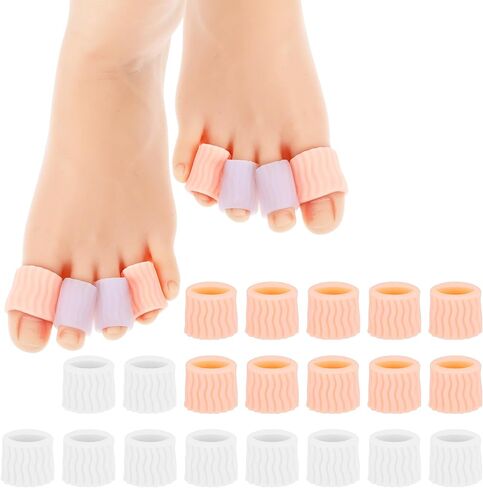 20 Pcs Pinky Toe Protector Toe Covers with Thread Gel Silicone Foot Toe Protector Sleeves Blisters Caps for Protect Rubbing Sports Waterproof Women Men 1 × 0.6 Inches(White) in Saudi Arabia