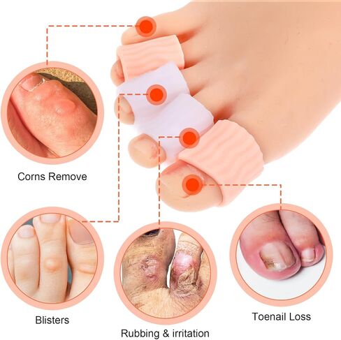 20 Pcs Pinky Toe Protector Toe Covers with Thread Gel Silicone Foot Toe Protector Sleeves Blisters Caps for Protect Rubbing Sports Waterproof Women Men 1 × 0.6 Inches(White) in Saudi Arabia