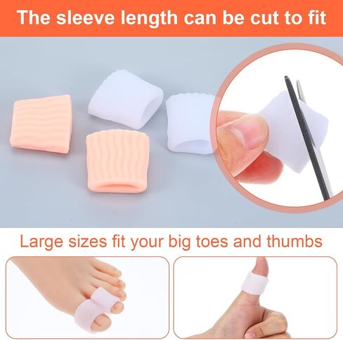 20 Pcs Pinky Toe Protector Toe Covers with Thread Gel Silicone Foot Toe Protector Sleeves Blisters Caps for Protect Rubbing Sports Waterproof Women Men 1 × 0.6 Inches(White) in Saudi Arabia