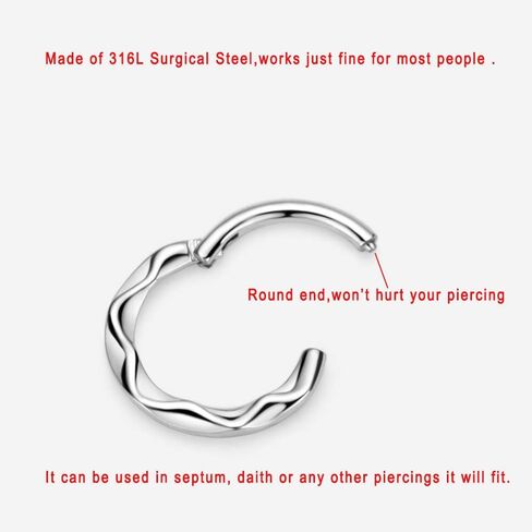 FANSING 316L Surgical Steel Wave Piercing Rings for Septum Daith in Kuwait