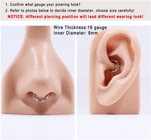 FANSING 316L Surgical Steel Wave Piercing Rings for Septum Daith in Kuwait