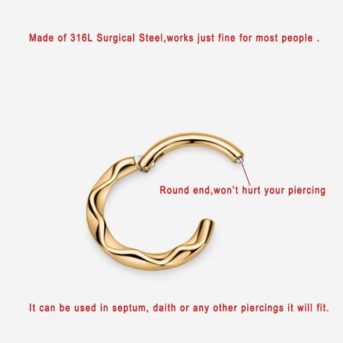 FANSING 316L Surgical Steel Wave Piercing Rings for Septum Daith in Kuwait