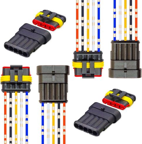 Waterproof Automotive Electrical Wire Connectors,4Pin Male Female Totally 4 Sets Auto Electric Connectors with 0.85mm² Pre-Crimped Automotive Electrical Wire 120mm Length (KI-4P-4Set) in Saudi Arabia
