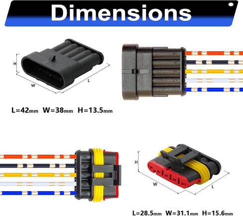 Waterproof Automotive Electrical Wire Connectors,4Pin Male Female Totally 4 Sets Auto Electric Connectors with 0.85mm² Pre-Crimped Automotive Electrical Wire 120mm Length (KI-4P-4Set) in Saudi Arabia