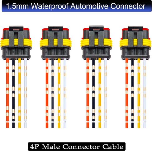 Waterproof Automotive Electrical Wire Connectors,4Pin Male Female Totally 4 Sets Auto Electric Connectors with 0.85mm² Pre-Crimped Automotive Electrical Wire 120mm Length (KI-4P-4Set) in Saudi Arabia