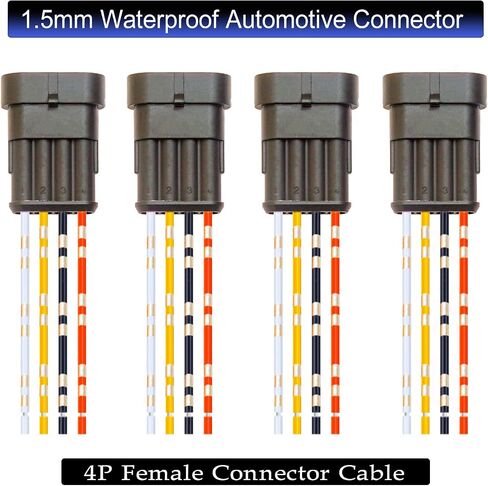 Waterproof Automotive Electrical Wire Connectors,4Pin Male Female Totally 4 Sets Auto Electric Connectors with 0.85mm² Pre-Crimped Automotive Electrical Wire 120mm Length (KI-4P-4Set) in Saudi Arabia
