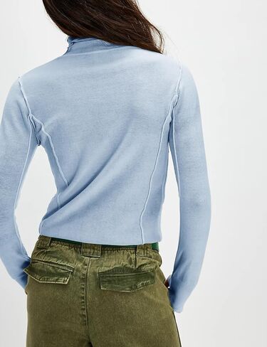 Turtleneck Long Sleeve Shirts for Women Casual Fall Basic Layering Top Elastic Pullover Shirts Lightweight in Saudi Arabia