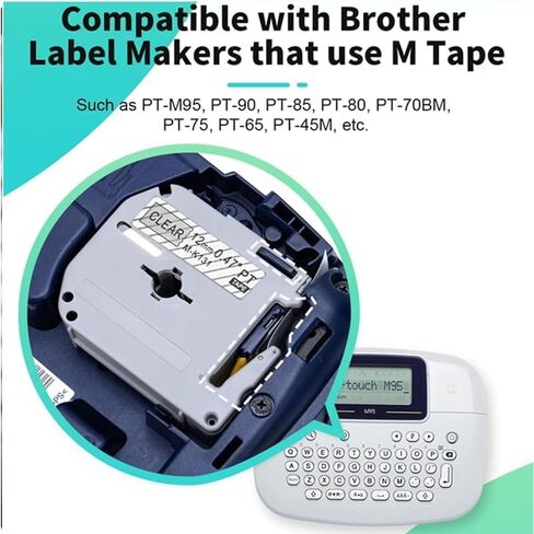 5 Pack M-K231 M Tape 12mm Compatible with M-K231s Brother Label Tape Black on White 0.47 Inch Tape for P Touch PT-M95 PT95 PT65 PT-65 PT70 PT85 PT90 Label Maker Tape Refill in Kuwait