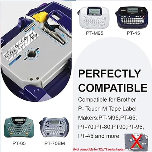 5 Pack M-K231 M Tape 12mm Compatible with M-K231s Brother Label Tape Black on White 0.47 Inch Tape for P Touch PT-M95 PT95 PT65 PT-65 PT70 PT85 PT90 Label Maker Tape Refill in Kuwait