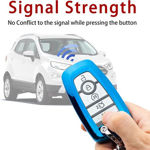 لغطاء غطاء Ford Key Fob ممتاز ناعم من مادة TPU مع حامل متوافق مع 2017-2022 Ford Fusion F150 F250 F350 F450 F550 Edge Explorer Escape Mustang Remote Keyless Entry (أزرق) in Kuwait