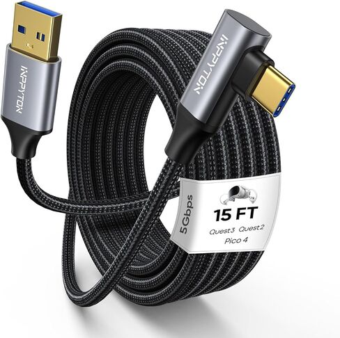 كابل ربط بطول 10 أقدام متوافق مع Meta/Oculus Quest 3 وQuest 2 وPC/SteamVR | USB 3.0 إلى USB-C لنقل البيانات عالي السرعة والشحن السريع | كابل VR مضفر من النايلون لألعاب سماعات الواقع الافتراضي in Saudi Arabia