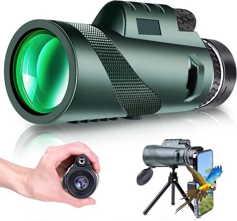 80X100 Monocular Telescope, Monoculars for Adults High Powered, High Power HD Compact Monocular BAK-4 Prism and FMC Lens, Stargazing Hunting, Wildlife Bird Watching, Travel Camping, Hiking (Green) in Saudi Arabia